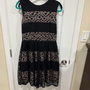 London Style Black and Beige Midi Dress